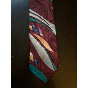 Vintage Norseman Maroon‎ multi color polyester tie